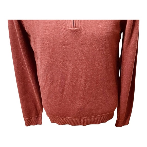 Robert Barakett Wool Silk Cashmere Quarter Zip Sweater Men’s Small Rust Red - Picture 6 of 12
